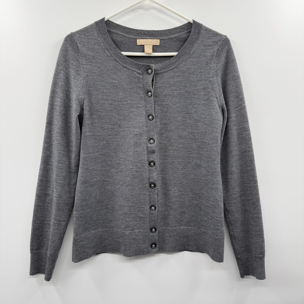 Banana Republic Extra Fine Merino Wool Cardigan M Gray Button Front 82% Merino